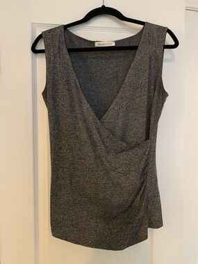 Melanie Lyne Gray Wrap-Front Sleeveless Tank